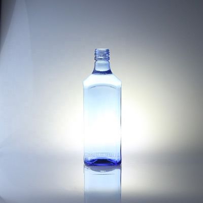 Acid Etch Custom Design Quadrado 750ml Garrafas de vidro de cor azul para Vodka Whisky Unique