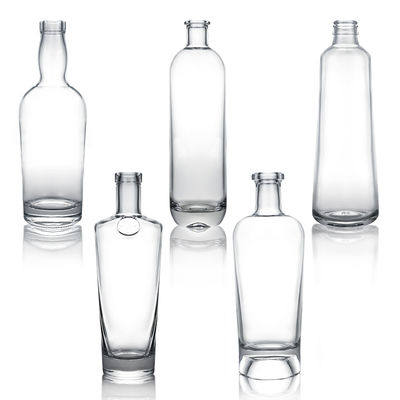 Material Base Vidro Personalizado 500ml 700ml 750ml Super Flint Round Clear Glass Bottle