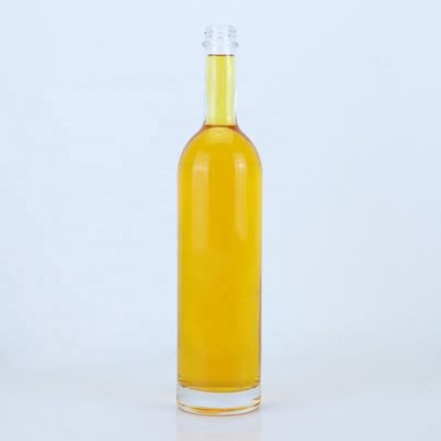 Logotipo personalizado 700ml 750ml Flasca de vidro de forma redonda com acabamento superior de parafuso