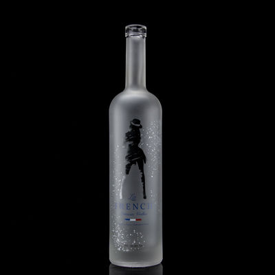 Cola de vidro 750 ml Botão de vodka com ácido de gravação com cor clara ou personalizada em Heze