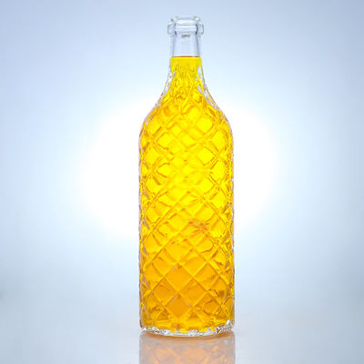 Colarinho de vidro Super Flint Rum em relevo Vodka Whiskey Tequila Gin Botelho com Cortiça