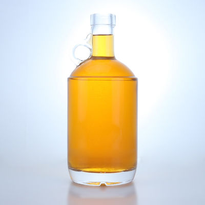 750 ml garrafa de bebidas alcoólicas de vidro para vodka rum tequila com anel de manuseio no pescoço e tampão de cortiça