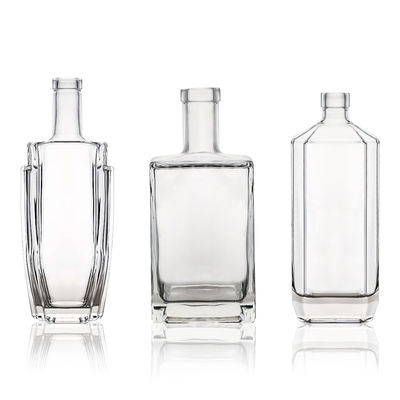Vidro de qualidade alimentar 700ml 750ml Rum Vodka Whisky Tequila Gin Botella com tampa personalizada