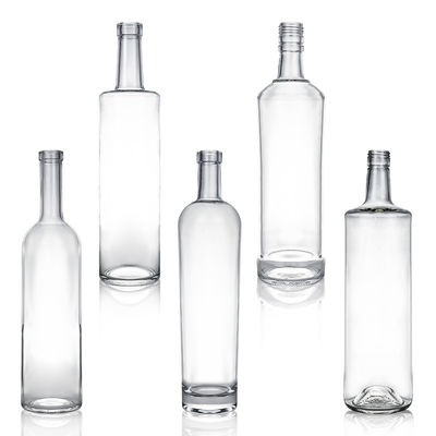 Venda direta garrafa de vidro com tampa para rum vodka uísque tequila gin limpo ou personalizado