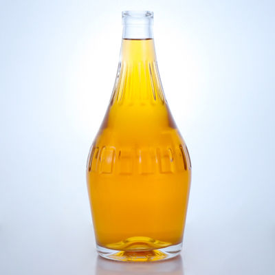 700 ml de garrafa de vidro de flint transparente de design sofisticado para champanhe de forma única e vazia