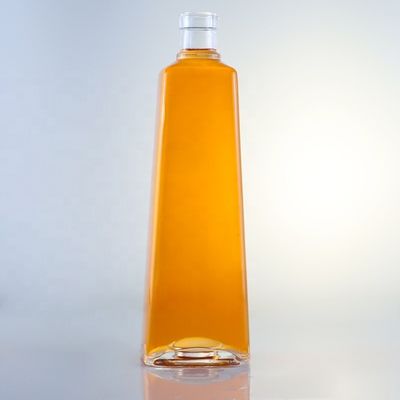 Logotipo personalizado Vidro transparente 750ml garrafa de uísque com cortiça e forma quadrada