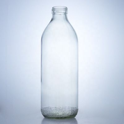 Garrafas de vidro transparentes de 1020 ml com tampa de parafuso e forma única