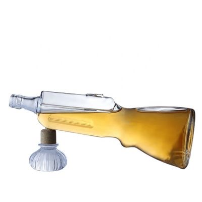 500 ml garrafa de vidro de uísque arma forma molde aberto 700 ml garrafa de vodka para a indústria de bebidas