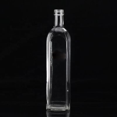Garrafa de vidro quadrada de 500 ml de azeite extra virgem com manuseio de superfície personalizado