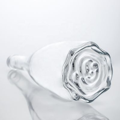 Logotipo personalizado Floral único fundo Super Flint pescoço comprido 750ml garrafa de vidro para cortiça Gin