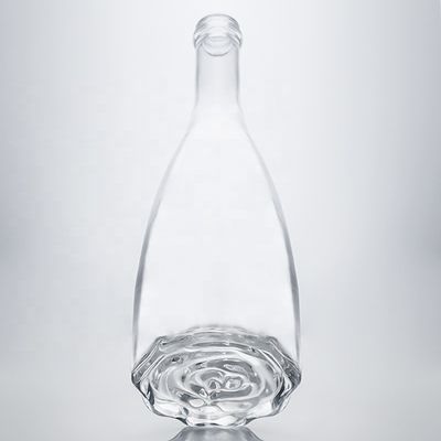 Logotipo personalizado Floral único fundo Super Flint pescoço comprido 750ml garrafa de vidro para cortiça Gin