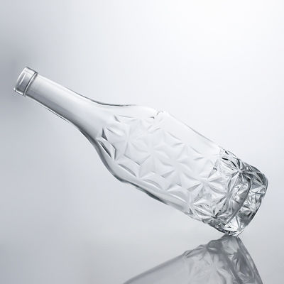 Forma personalizada 750 ml Impressão de seda polida cromada Vinho espumante Champanhe Garrafa de vidro com rótulos metálicos