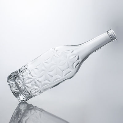 Forma personalizada 750 ml Impressão de seda polida cromada Vinho espumante Champanhe Garrafa de vidro com rótulos metálicos