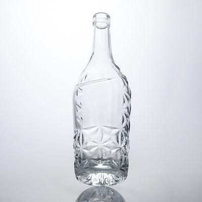 Forma personalizada 750 ml Impressão de seda polida cromada Vinho espumante Champanhe Garrafa de vidro com rótulos metálicos