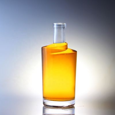 Acid Etch Surface Handling Cork Cap Twist em forma de fundo espesso Vodka 750 ml garrafa de vidro