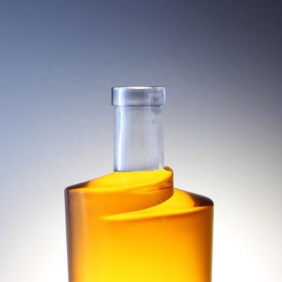 Acid Etch Surface Handling Cork Cap Twist em forma de fundo espesso Vodka 750 ml garrafa de vidro