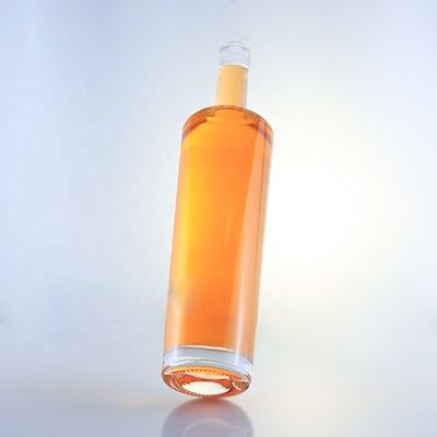 Botelha de vidro de flint de 750 ml de pescoço longo com rolhas e manuseio de superfície com gravação ácida