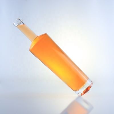 Botelha de vidro de flint de 750 ml de pescoço longo com rolhas e manuseio de superfície com gravação ácida