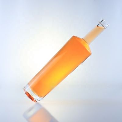 Botelha de vidro de flint de 750 ml de pescoço longo com rolhas e manuseio de superfície com gravação ácida