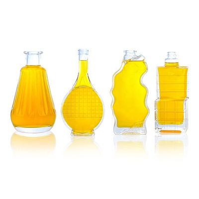 Produtos de vidro garrafa de forma única 750 ml 700 ml para vodka uísque tequila brandy