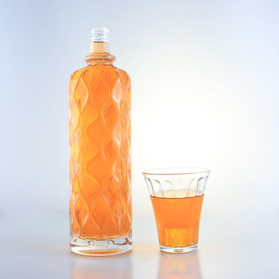 750 ml garrafa de vidro transparente com gravura para gin rum champanhe brandy tequila uísque licor