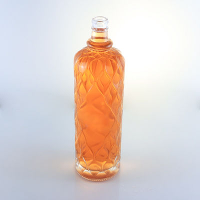 750 ml garrafa de vidro transparente com gravura para gin rum champanhe brandy tequila uísque licor