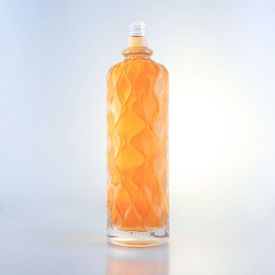 750 ml garrafa de vidro transparente com gravura para gin rum champanhe brandy tequila uísque licor