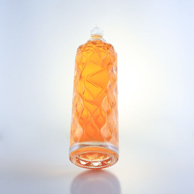 750 ml garrafa de vidro transparente com gravura para gin rum champanhe brandy tequila uísque licor
