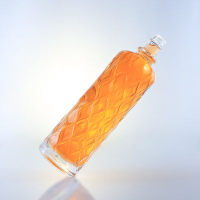 750 ml garrafa de vidro transparente com gravura para gin rum champanhe brandy tequila uísque licor