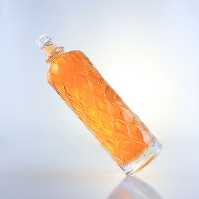 750 ml garrafa de vidro transparente com gravura para gin rum champanhe brandy tequila uísque licor