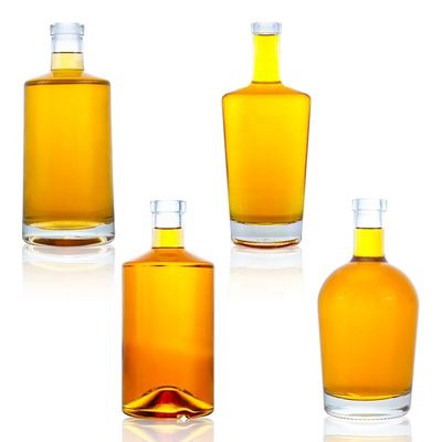 Flasca de vinho de forma oval transparente 500 ml 700 ml 750 ml com rolhas para bebidas