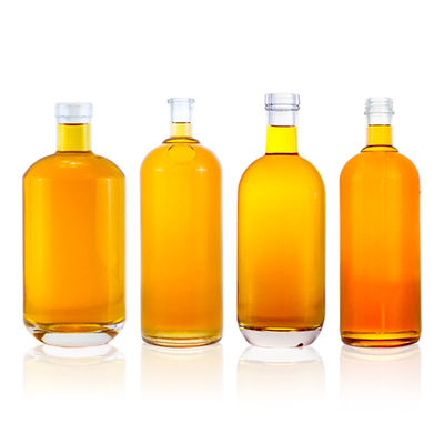 Garrafa de vidro de 375 ml, 500 ml, 700 ml, 750 ml e 1000 ml para bebidas alcoólicas com rolha e tampa de parafuso
