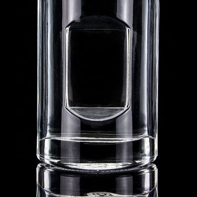 Botão de vidro de vodka de 750 ml de forma personalizada com tampa de cortiça e acabamento transparente em redondo