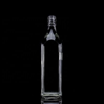 Garrafa de vidro de uísque Quadrada 700 ml Fundo espesso 750 ml Garrafas de tequila 500 ml para bebidas espirituosas