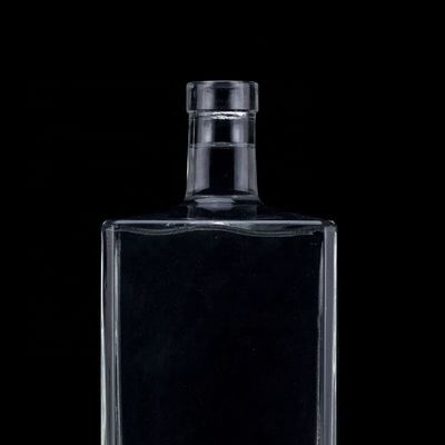 Impressão de tela 1000ml garrafa de vidro transparente para vodka forma quadrada com tampa de parafuso