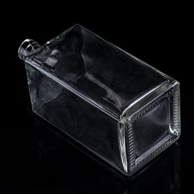 Impressão de tela 1000ml garrafa de vidro transparente para vodka forma quadrada com tampa de parafuso