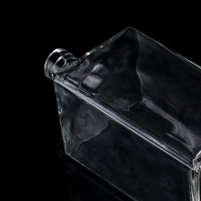 Impressão de tela 1000ml garrafa de vidro transparente para vodka forma quadrada com tampa de parafuso