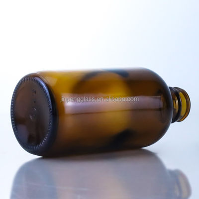 Garrafa de cerveja de vidro vazia de 350 ml com cortina de seda e estampagem a quente