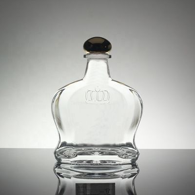 Logotipo Impresso Garrafa de vidro Vodka Whisky com tampa de parafuso e forma de granada