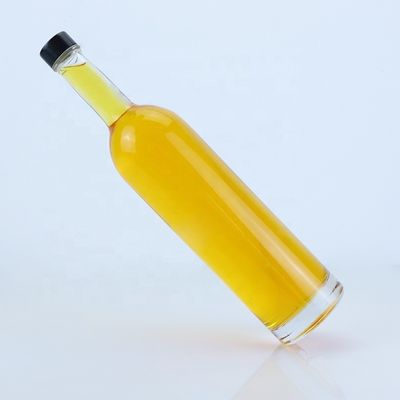 Logotipo personalizado 700ml 750ml Flasca de vidro de forma redonda com acabamento superior de parafuso
