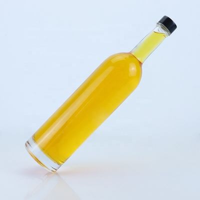 Logotipo personalizado 700ml 750ml Flasca de vidro de forma redonda com acabamento superior de parafuso