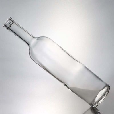 Garrafa de vidro de pescoço comprido e transparente de 750 ml para uísque, champanhe, brandy e bebidas industriais
