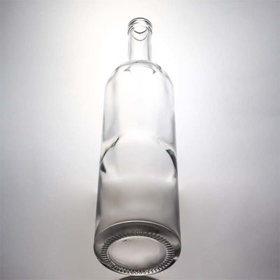 Garrafa de vidro de pescoço comprido e transparente de 750 ml para uísque, champanhe, brandy e bebidas industriais