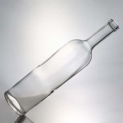 Garrafa de vidro de pescoço comprido e transparente de 750 ml para uísque, champanhe, brandy e bebidas industriais