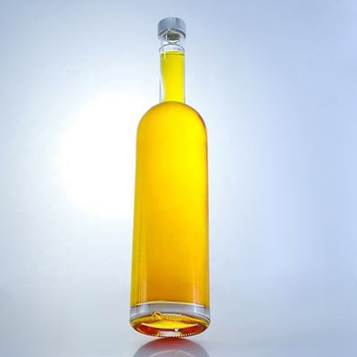 Logotipo personalizado 700ml 750ml Fota de vidro de forma redonda com acabamento superior de parafuso