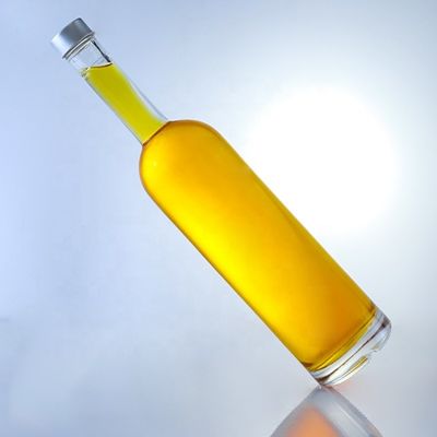 Logotipo personalizado 700ml 750ml Fota de vidro de forma redonda com acabamento superior de parafuso