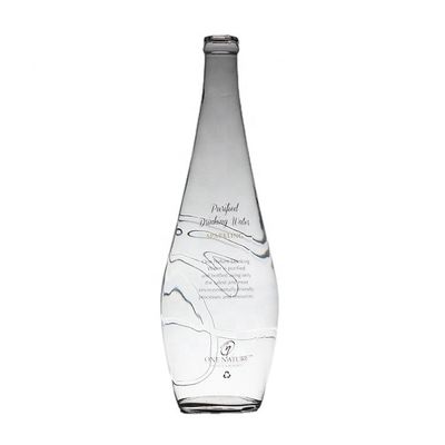 Garrafa de vidro de água mineral transparente redonda de 700 ml 350 ml personalizada para bebidas industriais