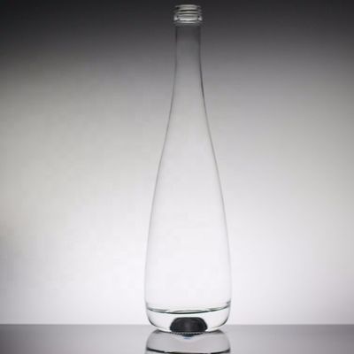 Garrafa de vidro de água mineral transparente redonda de 700 ml 350 ml personalizada para bebidas industriais