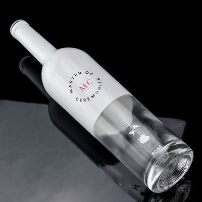Garrafa personalizada 750 ml tinta em spray branco whisky vodka garrafa de vidro vazia com cortiça