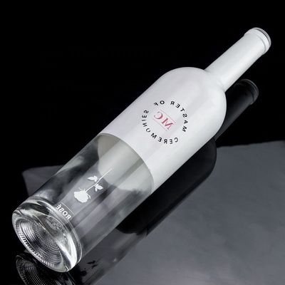 Garrafa personalizada 750 ml tinta em spray branco whisky vodka garrafa de vidro vazia com cortiça